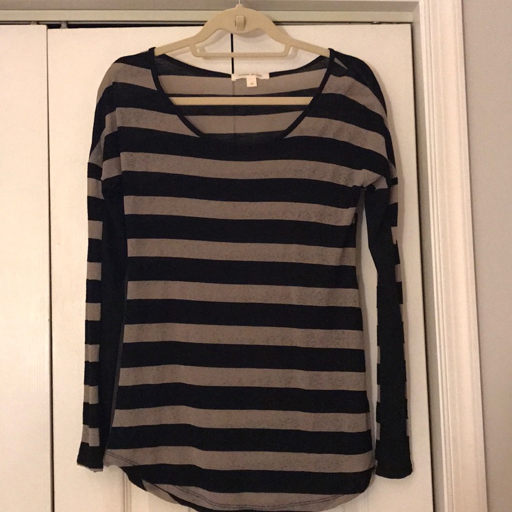 Black and grey striped long sleeve shirt